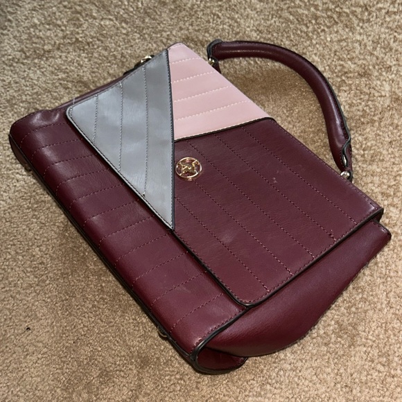 Burgundy Color Block Purse - Picture 2 of 4